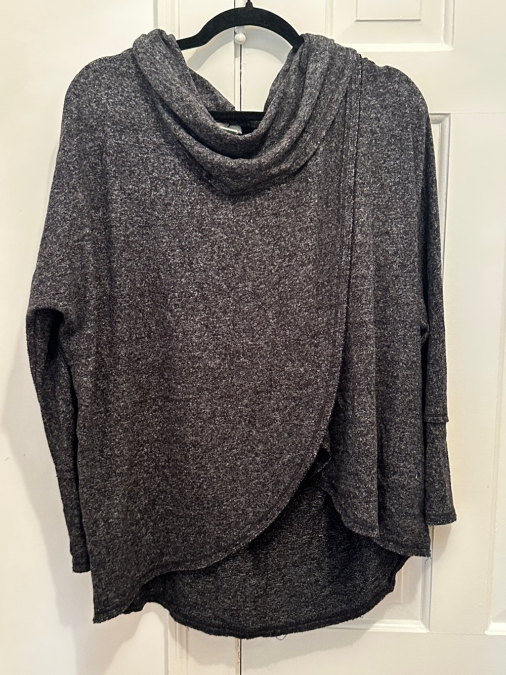 Anthropologie Saturday/Sunday Drapey Cowl Neck Lounge Shirt - Charcoal Gray